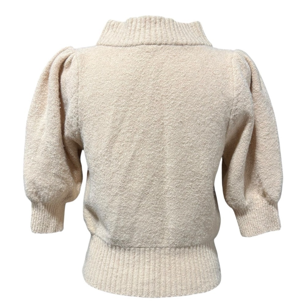 Free People Puff Half Sleeve Mock Neck Sweater Size Small Peach Coquette Wool - Picture 3 of 10